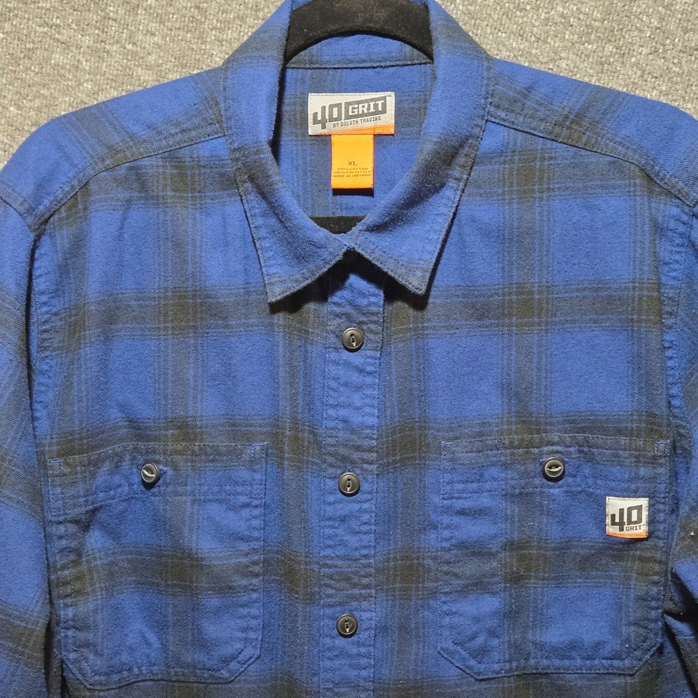 Duluth Trading Co 40 Grit Womens Blue Plaid Button Up Shirt Size XL